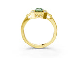 Yellow gold Fancy Green Emerald  Halo Round Diamond Milgrain Pave Engagement Ring_6