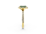 Yellow gold Fancy Green Emerald  Halo Round Diamond Pavé Band Four-Prong Ring_5