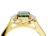 Yellow gold Fancy Green Emerald  Halo Round Diamond Pave Band with Four-Prong Setting_42