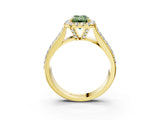 Yellow gold Fancy Green Emerald  Halo Round Diamond Pave Band with Prong Setting_30