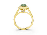 Yellow gold Fancy Green Emerald  Halo Solitaire Diamond Ring with Pave Band and Bezel Setting_51