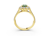 Yellow gold Fancy Green Emerald  Halo Split Shank Diamond Engagement Ring with Pave Band and Four-Prong Setting_57