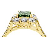 Yellow gold Fancy Green Emerald  Halo Split Shank Diamond Engagement Ring with Pave Band and Four-Prong Setting_58