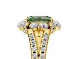 Yellow gold Fancy Green Emerald  Halo Split Shank Diamond Engagement Ring with Pave Band and Four-Prong Setting_59