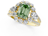 Yellow gold Fancy Green Emerald  Halo Split Shank Diamond Engagement Ring with Prong Setting_21