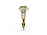 Yellow gold Fancy Green Emerald  Halo Split Shank Diamond Engagement Ring with Prong Setting_22