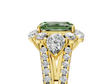 Yellow gold Fancy Green Emerald  Halo Split Shank Diamond Engagement Ring with Prong Setting_25