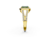 Yellow gold Fancy Green Emerald  Halo Split Shank Diamond Ring with Four-Prong Setting_34