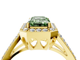 Yellow gold Fancy Green Emerald  Halo Split Shank Diamond Ring with Four-Prong Setting_36