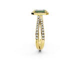 Yellow gold Fancy Green Emerald  Halo Split Shank Diamond Ring with Pavé Setting_28