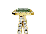 Yellow gold Fancy Green Emerald  Halo Split Shank Diamond Ring with Pavé Setting_31
