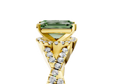 Yellow gold Fancy Green Emerald  Halo Twist Band Solitaire Prong Setting Ring_30