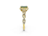Yellow gold Fancy Green Emerald  Halo Twist Band Solitaire Ring with Six-Prong Setting_34