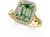 Yellow gold Fancy Green Emerald  Halo Twist Band Solitaire Ring_20