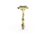 Yellow gold Fancy Green Emerald  Halo Twist Band Solitaire Ring_21