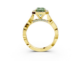 Yellow gold Fancy Green Emerald  Halo Twist Band Solitaire Ring_22