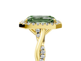 Yellow gold Fancy Green Emerald  Halo Twist Band Solitaire Ring_24