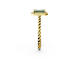 Yellow gold Fancy Green Emerald  Halo Twisted Band Four-Prong Diamond Ring_22