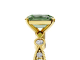 Yellow gold Fancy Green Emerald  Milgrain Bezel Diamond Engagement Ring with Solitaire Prong Setting_172