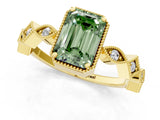 Yellow gold Fancy Green Emerald  Milgrain Marquise Diamond Twist Band Ring_64
