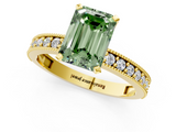 Yellow gold Fancy Green Emerald  Milgrain Pave Diamond Engagement Ring with Four-Prong Setting_151