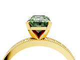 Yellow gold Fancy Green Emerald  Milgrain Pave Diamond Engagement Ring with Four-Prong Setting_154