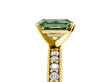 Yellow gold Fancy Green Emerald  Milgrain Pave Diamond Engagement Ring with Four-Prong Setting_155