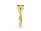 Yellow gold Fancy Green Emerald  Solitaire Beaded Band Six-Prong Setting_2