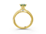 Yellow gold Fancy Green Emerald  Solitaire Beaded Band Six-Prong Setting_3