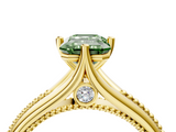 Yellow gold Fancy Green Emerald  Solitaire Beaded Band Six-Prong Setting_4
