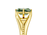 Yellow gold Fancy Green Emerald  Solitaire Beaded Band Six-Prong Setting_5