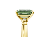 Yellow gold Fancy Green Emerald  Solitaire Beaded Band with Four-Prong Setting_49