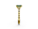 Yellow gold Fancy Green Emerald  Solitaire Bezel Accent Diamond Engagement Ring with Beaded Band and Four-Prong Setting_56