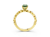 Yellow gold Fancy Green Emerald  Solitaire Bezel-Set Diamond Ring with Beaded Band and Four-Prong Setting_35