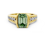 Yellow gold Fancy Green Emerald  Solitaire Bezel-Set Diamond Ring with Channel-Set Band_37
