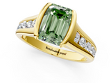 Yellow gold Fancy Green Emerald  Solitaire Bezel-Set Diamond Ring with Channel-Set Band_38
