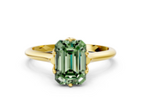 Yellow gold Fancy Green Emerald  Solitaire Cathedral Diamond Ring with Six-Prong Setting_17