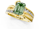 Yellow gold Fancy Green Emerald  Solitaire Channel-Set Split Shank Ring with Tension Prong Setting_4