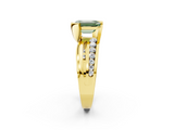 Yellow gold Fancy Green Emerald  Solitaire Channel-Set Split Shank Ring with Tension Prong Setting_5