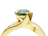 Yellow gold Fancy Green Emerald  Solitaire Channel-Set Split Shank Ring with Tension Prong Setting_7