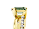 Yellow gold Fancy Green Emerald  Solitaire Channel-Set Split Shank Ring with Tension Prong Setting_8