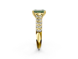 Yellow gold Fancy Green Emerald  Solitaire Chevron Pave Diamond Engagement Ring with Six-Prong Setting_5
