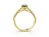 Yellow gold Fancy Green Emerald  Solitaire Chevron Pave Diamond Engagement Ring with Six-Prong Setting_6