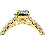 Yellow gold Fancy Green Emerald  Solitaire Chevron Pave Diamond Engagement Ring with Six-Prong Setting_7