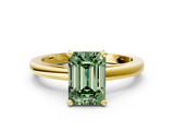 Yellow gold Fancy Green Emerald  Solitaire Diamond Engagement Ring with Four-Prong Setting on a Classic Band_4