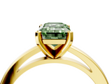 Yellow gold Fancy Green Emerald  Solitaire Diamond Engagement Ring with Four-Prong Setting on a Classic Band_8
