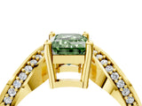 Yellow gold Fancy Green Emerald  Solitaire Diamond Engagement Ring with Pave Band and Four-Prong Setting 4