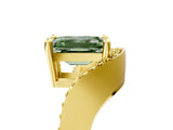 Yellow gold Fancy Green Emerald  Solitaire Diamond Engagement Ring with Pave Band and Four-Prong Setting 5