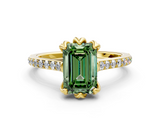 Yellow gold Fancy Green Emerald  Solitaire Diamond Engagement Ring with Pave Band and Six-Prong Setting_21