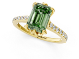 Yellow gold Fancy Green Emerald  Solitaire Diamond Engagement Ring with Pave Band and Six-Prong Setting_22